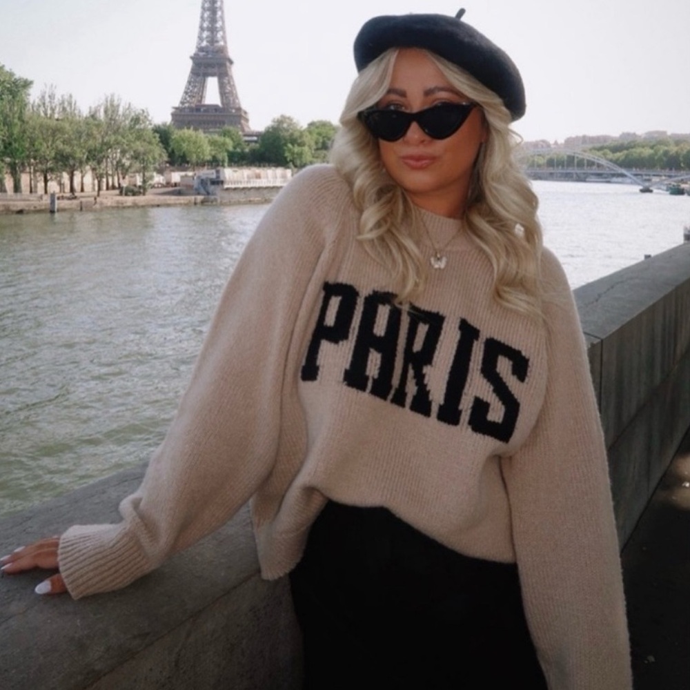 ANINE BING Paris Kendrick University Tan Cashmere Sweater XS